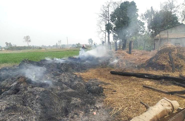 बढैयाताल स्थित गोठमा आगलागी हुँदा करिव ४ लाखको क्षति   
