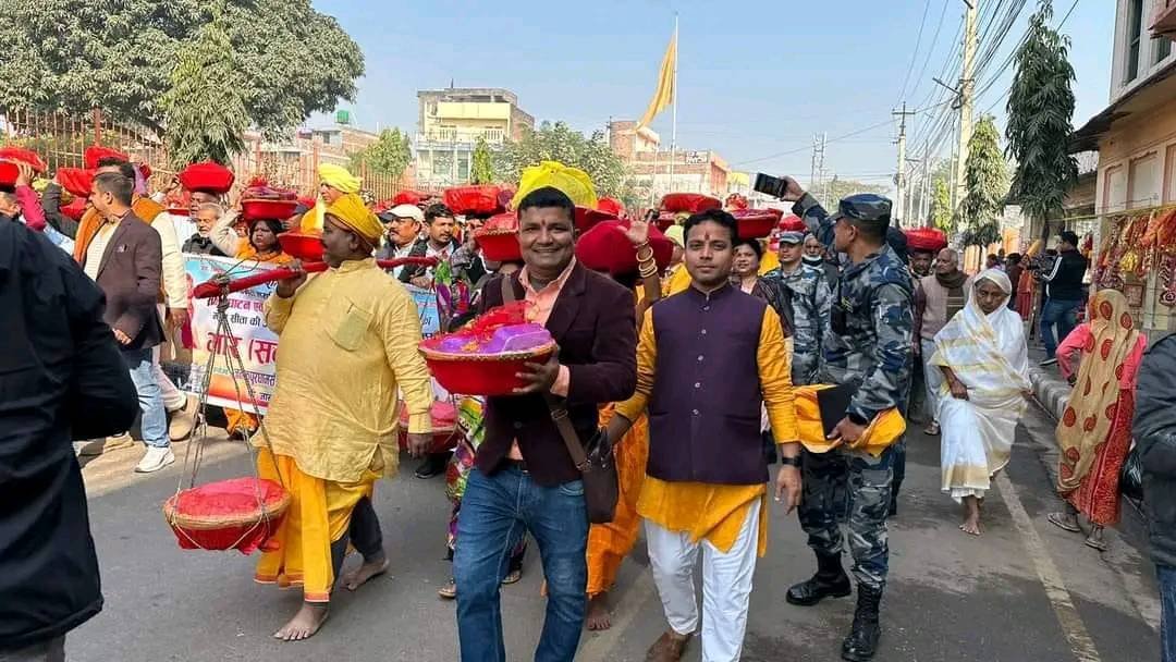 अयाेध्याकाे राम मन्दिरलाई जनकपुरबाट धनुष देखी खरायुसम्मका कोशेली