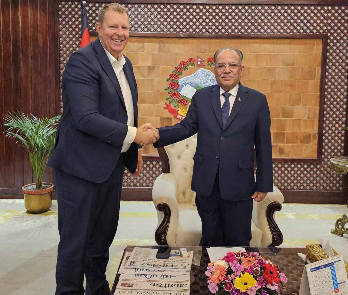 प्रधानमन्त्री प्रचण्डसँग आईसीसीका अध्यक्षको शिष्टाचार भेट